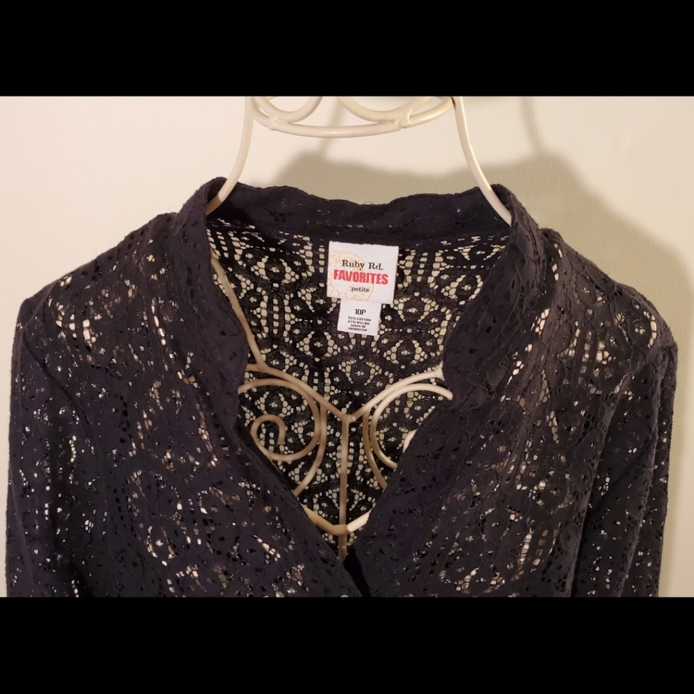 Ruby Rd. Lace Button Down Top - Picture 4 of 10